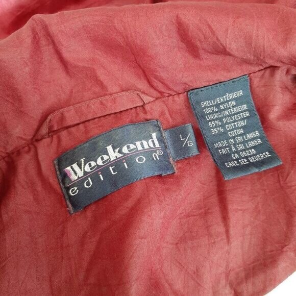 Vintage WEEKEND EDITION Windbreaker Jacket Patchwork Dolman Sleeve Sz L - Picture 10 of 14